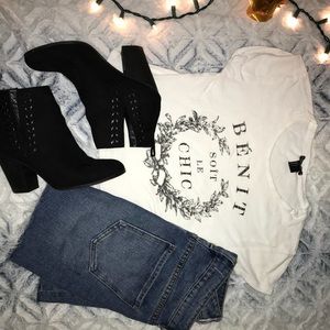 White French Crop T shirt